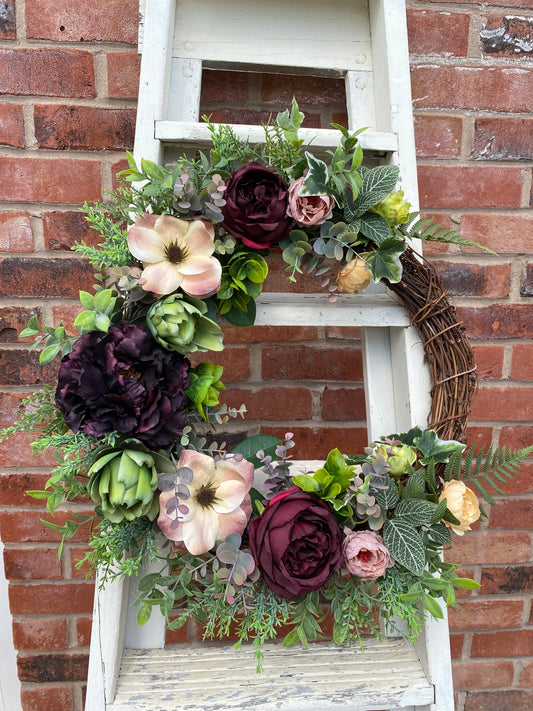 Wild Plum & Peony Garden Wreath