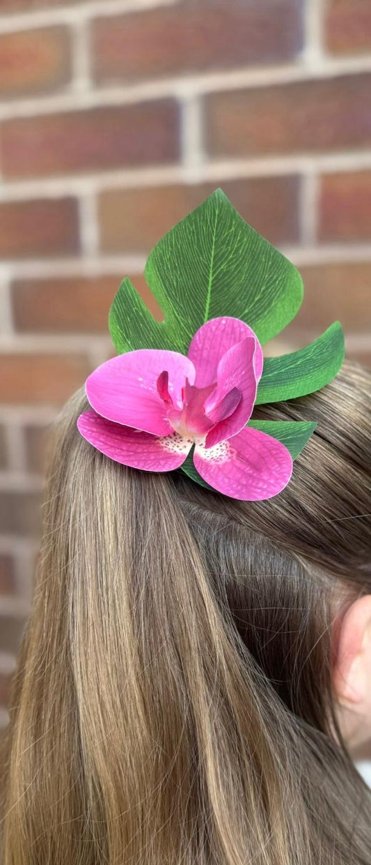 Tropical Orchid Leaf Hair Clip